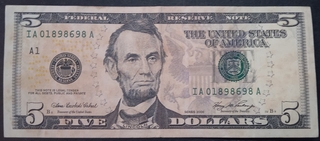 5 Dollars Banknote of United States of America Issued in 2006