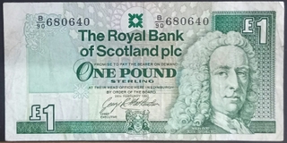 One Pound Bank Note Of United Kingdom Issued In 1988.