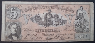 5 Dollars Banknote of United State of America Issued in 1861