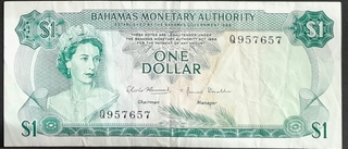 One Dollar Bank Note Of  Bahamas Issued In 1968