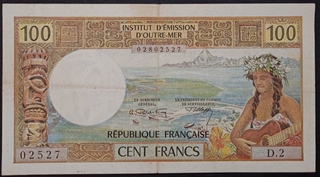 100 Francs Banknote of New Caledonia issued in 1971