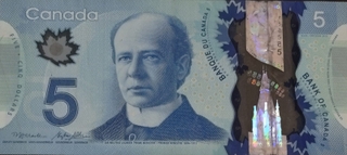 Five Dollars Bank Note Of Canada Issued In 2013