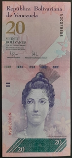 20 Bolivars Banknote of Venezuela Issued in 2007