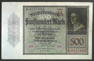 Five Hundred Mark Bank Note of Germany Issued in 1922