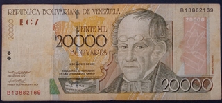 20000 Bolivars Banknote of Venezuela Issued in 2001