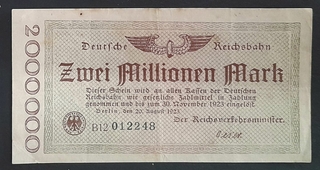 2000000 Mark Bank Note of Germany Issued in 1923