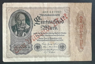 One Thousand Mark Bank Note of Germany Issued in 1922