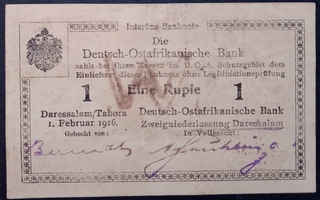 1 Rupie Banknote of German East Africa Issued in 1961