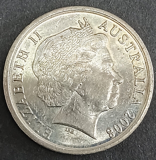 Five Cents Coin  of  Australia Queen Elizabeth II Copper-Nickel Issued in 2008.