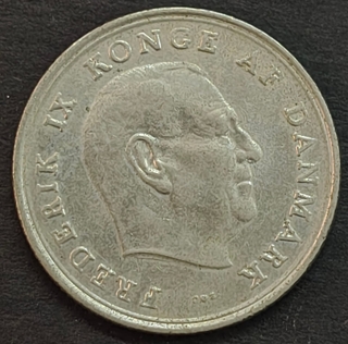 1 Krone Coin of Denmark Copper-Nickel Issued in 1963