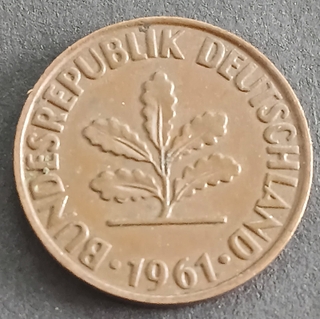 Two Pfennig Coin of Germany Issued in 1961