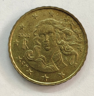10 Euro Cents Coin of Italy Nordic Gold Issued in 2002