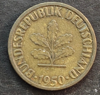 5 Pfennigs  Coin of Germany Brass Clad Steel Issued in 1950