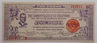  Two PesBank Note of Philippines Emergency Circulating Note of 1942 issues City of Bacolod overprinted.