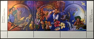 Niue-20c,70c & 4$ 3 diff. value 2000 Mint strip of 3 stamps with extra Margin of Enjoy the New Millennium 2000