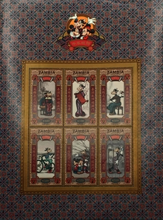 Zambia-k500 1997 block of 6 stamps Miniature sheet of Disney Character Celebrating Lunar New Year 