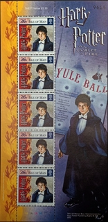 Isle of Man-26p 2005 Mint set of 5 stamps Miniature sheet of Harry Potter and the Goblet of fire