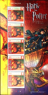 Isle of Man-64p 2005 Mint set of 5 stamps Miniature sheet of Harry Potter and the Goblet of fire