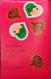 France-2000 issue set of 5 stamps odd shape(Like Heart shaped) Mint Miniature sheet of Yves Saint Laurent