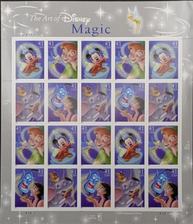 USA-41c 2006 mint set of 20 stamps Miniature sheet of The Art of Disney Magic