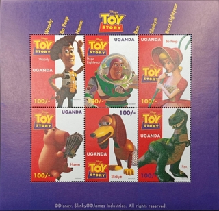 Uganda-100/- 1997 mint set of 6 stamps Miniature sheet of Disney Toy Story Character 