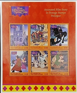 St. Vincent and the Grenadines-10c 1996 Mint set of 6 stamps Miniature sheet of The Hunchback of Notre Dame Animated Film Story