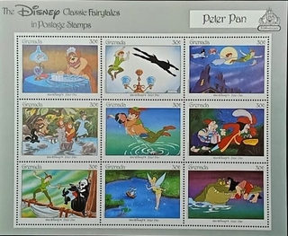 Grenada-30c 1998 Mint Miniature sheet of The Disney Classic Fairytales Peter Pan