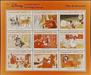 Grenada Grenadines-30c 1988-1990 Mint Miniature sheet of The Disney Animal Stories The Aristocats