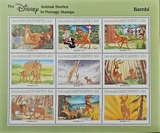 Grenada Grenadines-30c 1988-1990 Mint Miniature sheet of The Disney Animal Stories Bambi 