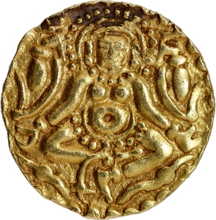 Very Rare Gold Four and Half Masha Coin of Udayaditya of Paramaras of Malwa.