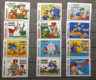 Tanzania-70/- to 250/- 1994 Mint Set of 12 Stamps of Mickey Mouse Safari Club