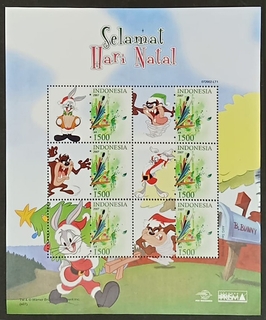 Indonesia-1500 2002 Block of 6 Stamps Mint Miniature Sheet of Selamat Hari Natal