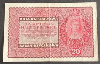 Twenty Mark Bank Note of Poland Issued in 1919