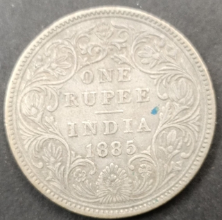 Silver One Rupee Coin of Victoria Empress of  Bombay Mint of 1885.