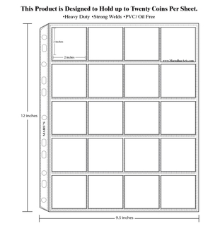 Coin Refill Sheets to Organize Coin Collection for 20 Coins.