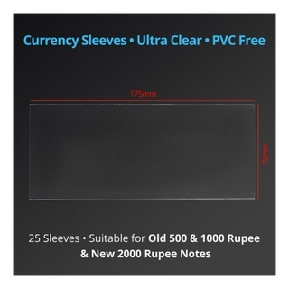 Currency Note Sleeves of Old 500 Rs, 1000 Rs and 2000 Rs Notes PVC Free .