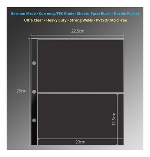 German made Binder Sheet for Bank Notes, FDC, Stamps, Miniature sheets.