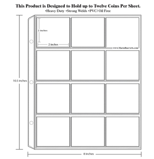 Coin Refill Sheets for organize Coin Collection for 12 Coins.