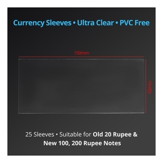 Currency Note Sleeves of Old 20 Rs & New 100 Rs, 200 Rs Notes PVC Free. 