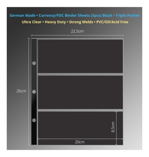 German made Binder Sheet for Bank Notes, FDC, Stamps, Miniature sheet.