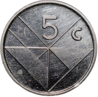 1995 of Aruba Nickel Plated Steel  Five Cents.
