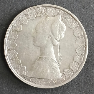 Five-Hundred Lire Coin of Italy Silver Issued in 1964.