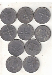  1 RS CROSS COIN ( 50 COIN) XF TO AUNC MIX MINT MIX YEAR 