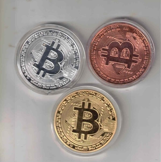 BIT COIN GOLDEN COPPER AND SILVER ( 29 TO 30 GMS ) UNC 3 COIN