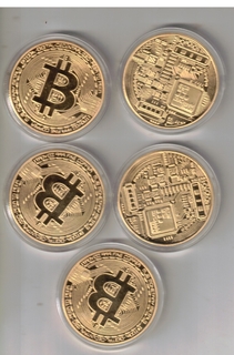 BIT COIN MEDALS ( 29 TO 30 GMS ) UNC GOLDEN  ( 10 COIN)