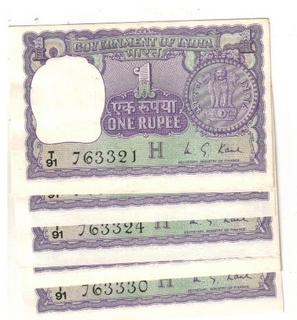   1 RS BIG CONE NOTE (10 NOTE ) S NO 763321 TO 763330 GEM UNC M G KUL