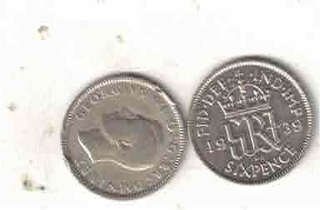 UK 6 PENCE GEROGE VI 1937-1945 SILVER COIN RARE XF