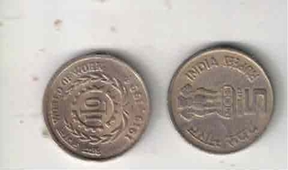 5 RS WORLD WORK I L O 1919-1994 UNC MUMBAI MINT