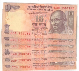 10 RS ( 6 NOTE ) ENDING HOLLY NUMBER 233786 ALL 6 NOTS SAME UNC