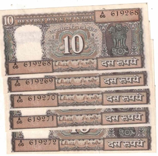 10 RS ( 5 NOTE ) UNC SHHFTING NUMBER ERROR S NO 619268 TO 619272 
